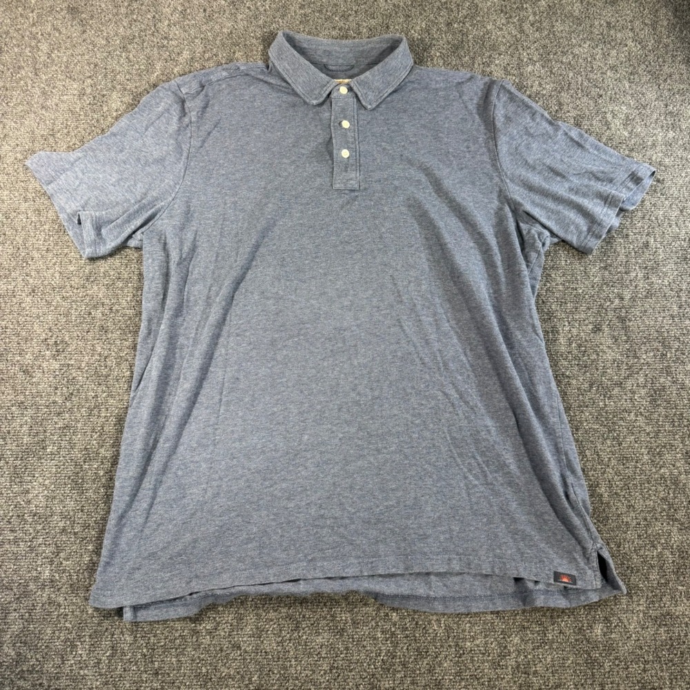 Faherty Mens Pima Cotton Modal Blend Short Sleeve‎ Polo Shirt Blue XL Heathered